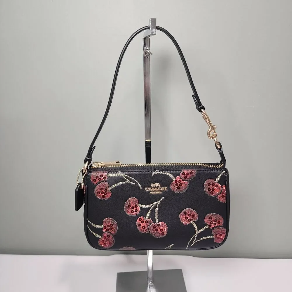 NWT COACH CCZ21 Nolita 19 With Cherry Print In Smooth Leather Gold/Black Multi